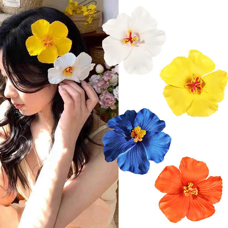 2/4/6 pcs Hawaiian Flower Hair Clips for Women Artificial Floral Hibiscus Lily Barrettes Hairpin Accessories Vacation Beach Gift