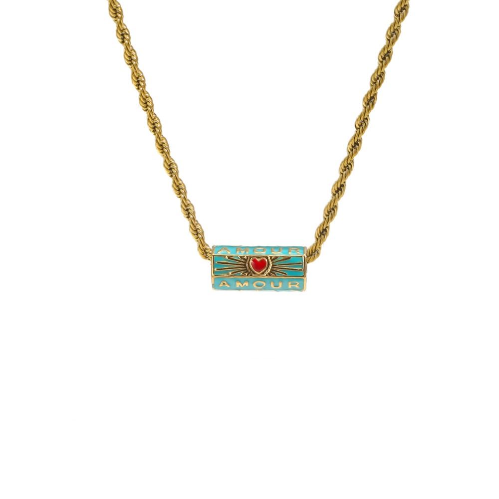 Sweet Charm Turkish Eye Multi Color Necklace Wish Card Hexagonal Neck Chain Jewelry Accessories