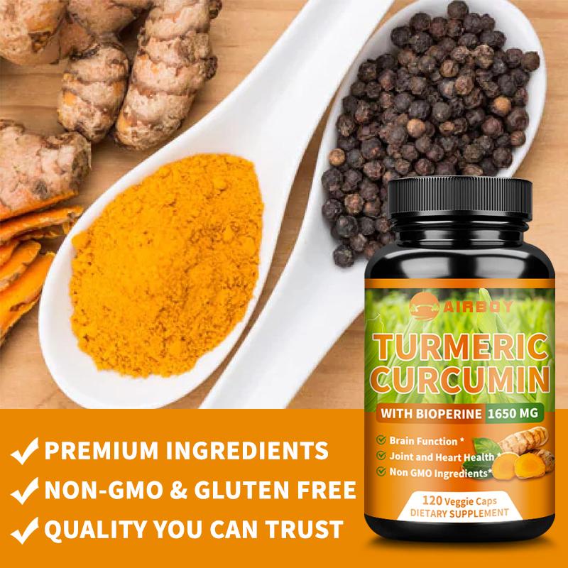 Turmeric Curcumin Capsules 120 Count 1650mg — Antioxidant Support, Daily Wellness, Nutritional Support