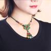 GemChic Women's New Classical Ethnic Glaze Flower Beads Pendant Necklace Vintage Adjustable Chain Birthday Christmas Jewelry Gift