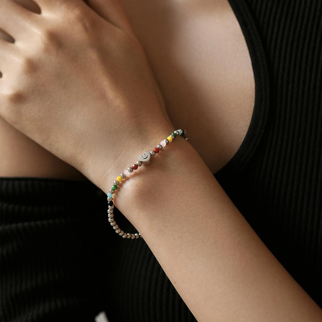 S925 Стерлингового Серебра Улыбающееся Сердце В Форме Любви Изысканный Браслет Дофамин Конфеты Бусины Сладкий Прохладный Новый Браслет Браслет Браслет