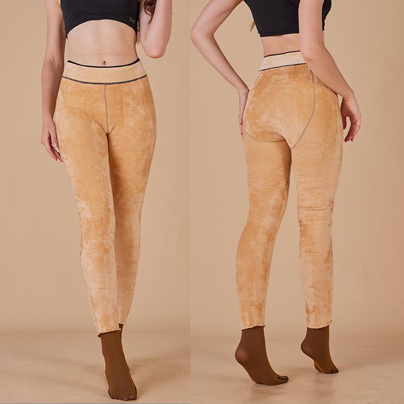Высококачественные оригинальные леггинсы, проникающие в кожу, с толстым флисом и колготками для женщин на осень и зиму
