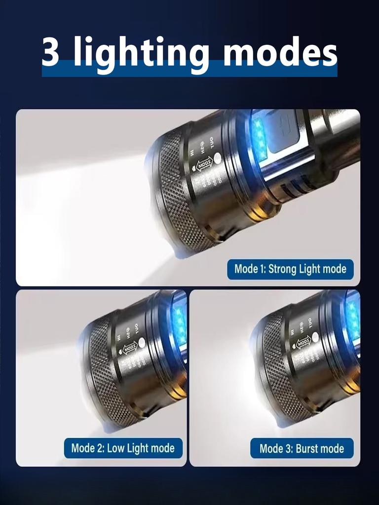 Портативный мощный светодиодный тактический фонарик со встроенной батареей типа C перезаряжаемый уличный дальний аварийный фонарик для кемпинга