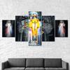 Jesus Christ Light And The Crucifixion 5 Piece Five Panel Wall Canvas Print Modern Art Poster Picture Home Decor Gift For Him For Her