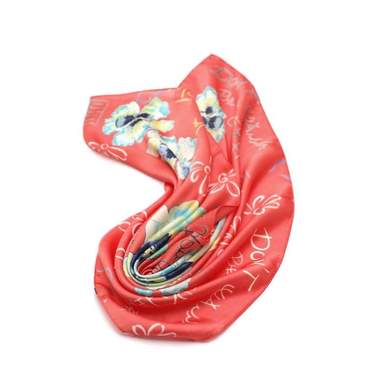 Shop Lettering Flower Silk Feeling Premium Scarf Mint Drn Wsc 0299