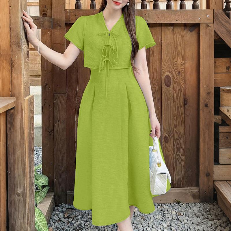 ZANZEA Женское повседневное летнее платье с коротким рукавом и V-образным вырезом