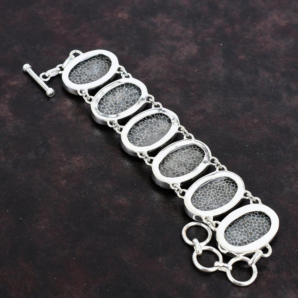 Браслет из кораллов ската, серебряный браслет 925 пробы, регулируемая цепочка, ювелирные изделия ручной работы, браслет из натуральных драгоценных камней, подарок для нее, серебряные ювелирные изделия