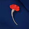 High-End Women's Retro Red Cockscomb Brooch - Luxury Design Pin Corsage Suit Accessory