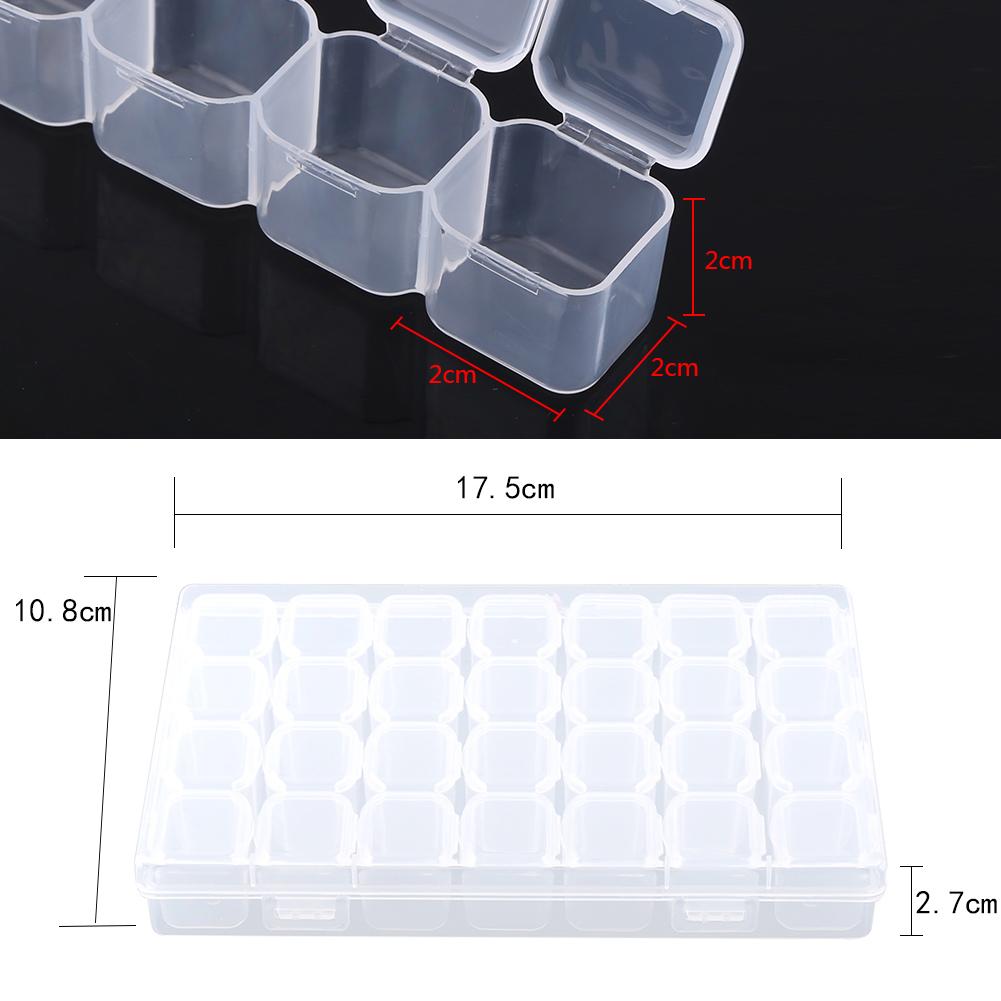 Clear Plastic 28 Slots Adjustable Tablet Medicine Pill Jewelry Storage Organizer Box Container