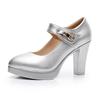 Fashion Women High Heels Block Heels Gold Silver Wedding Shoes Women Pumps 2025 Rhinestone 10cm Party Dress Shoe Plus Size 44