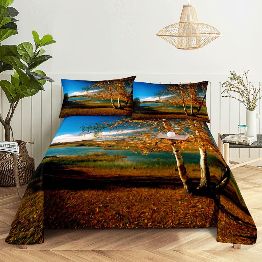 Comforter Scene Bed Sheet And Bedding Linens Queen King Double Size 220X240 Trees For Bedroom Soft Twin Full Single