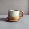 Retro Ceramic Cup Mug Style Simple Afternoon Tea Cup Creative Coarse Pottery Coffee Cup Saucer Set