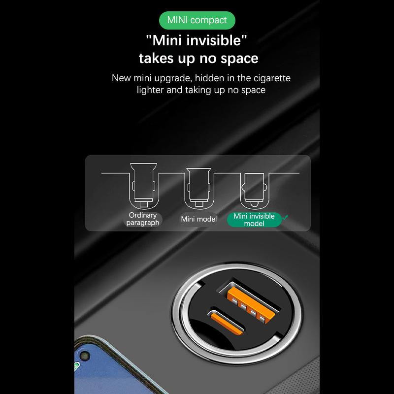 Мини автомобильное зарядное устройство USB 200 Вт с двумя портами, прикуриватель, быстрая зарядка, адаптер для зарядки телефона в автомобиле для iPhone 13 12 Xiaomi Huawei Samsung