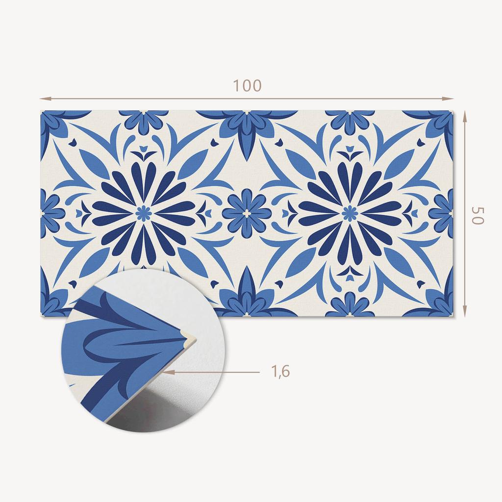 Self-adhesive Vinyl Wall Covering with Graphics for the Kitchen 100x50 cm Floral Pattern on the Background