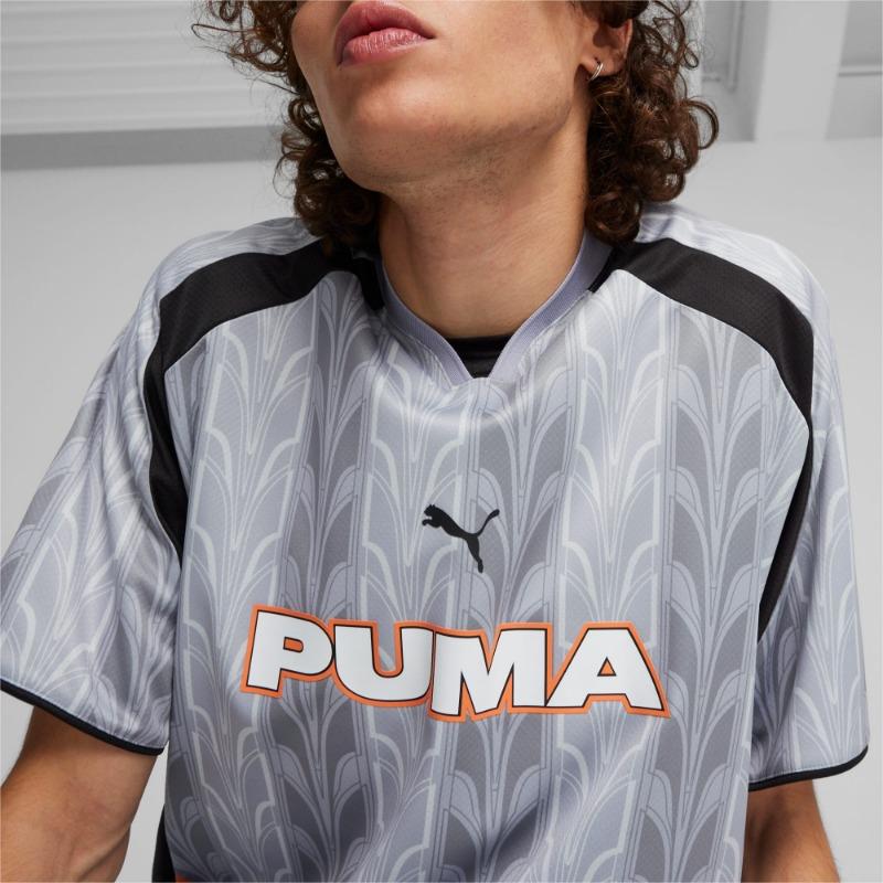 Puma Ретро Футбольная Майка С Принтом Букв Повседневная Дышащая С Коротким Рукавом Унисекс Топы Серый 627885-42
