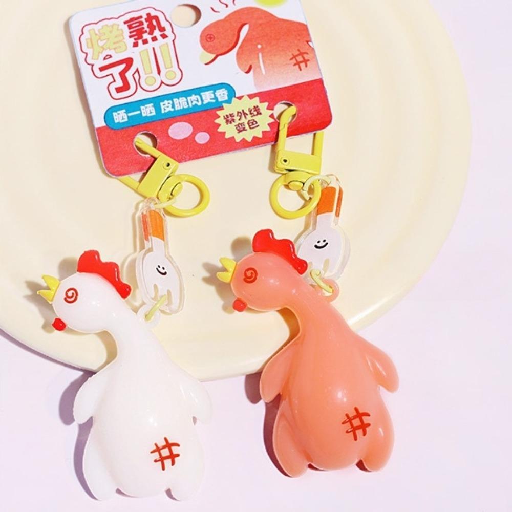 Креативный кулон в виде утки, меняющий цвет под УФ-излучением, мультяшный брелок в виде жареной курицы, для пары