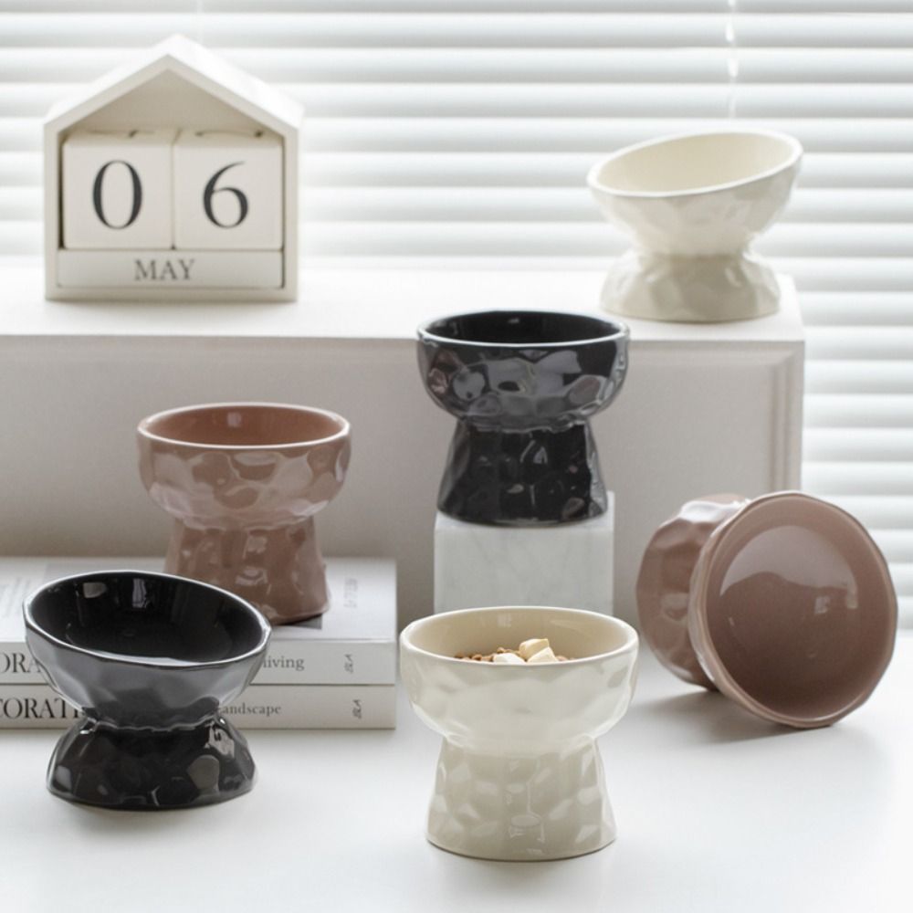 Керамическая миска для кошек Креативная многофункциональная миска для кормления собак Наклонный/плоский край Защита от опрокидывания Кормушка для питья для домашних животных Котёнок Щенок