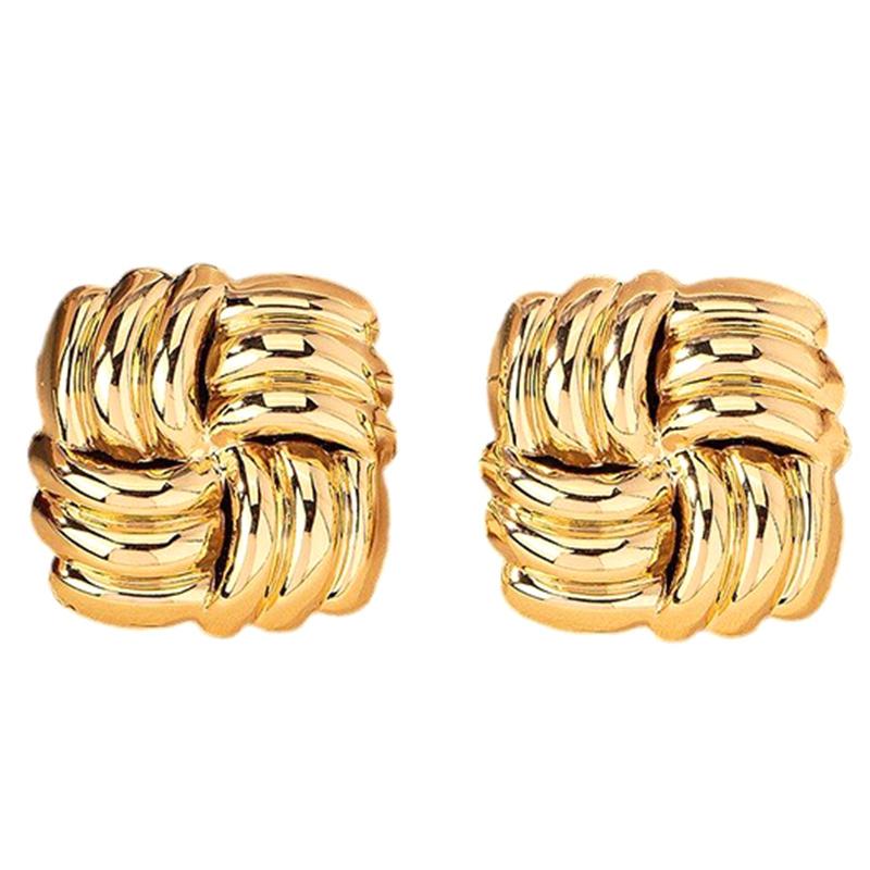 1 пара сережек-гвоздиков с квадратной текстурой, простые ювелирные изделия