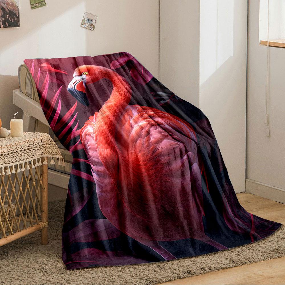 Flamingo in Tropical Leaves for all seasons blanket lunch break throw gift