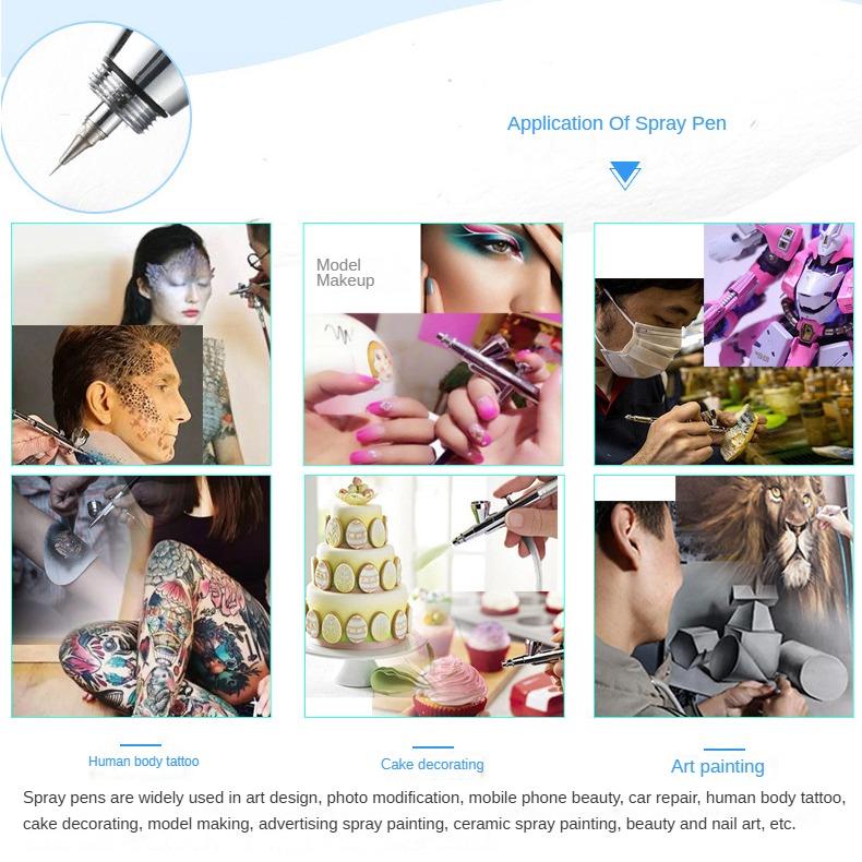 Комплект аэрографа с компрессором, аккумуляторный беспроводной аэрограф 18PSI, автоматический ручной набор аэрографов для макияжа ногтей, парикмахера, покраски моделей, торта