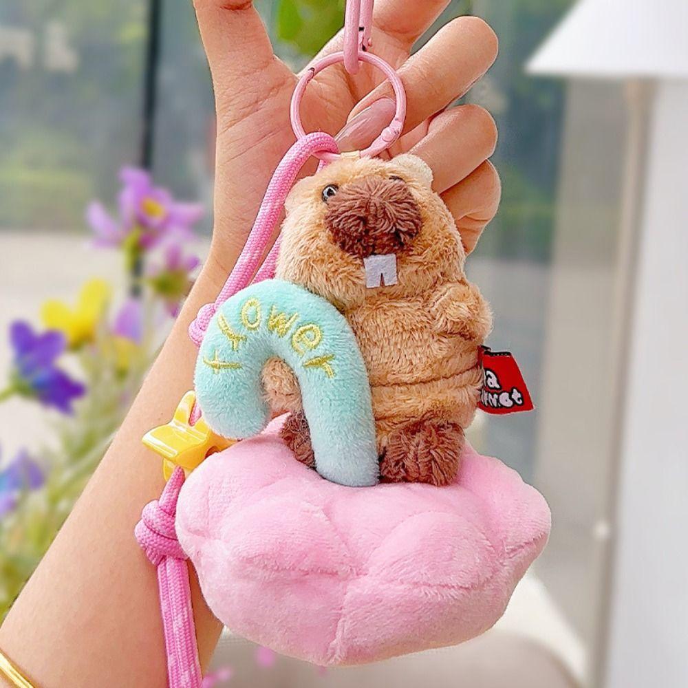 Bag Hanging Groundhog Dolls Pendant Cartoon Car Keyring Funny Plush Groundhog Keychain  Friend