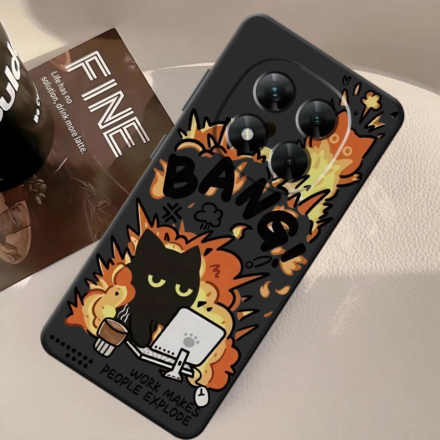 Чехол-соусник с котиком для Xiaomi Redmi Note 14 11S 14C 13 Pro Plus 9 8 7 12S A4 A5 12C 13C K40 K80 A1 A2 A3 12 11 Pro 10