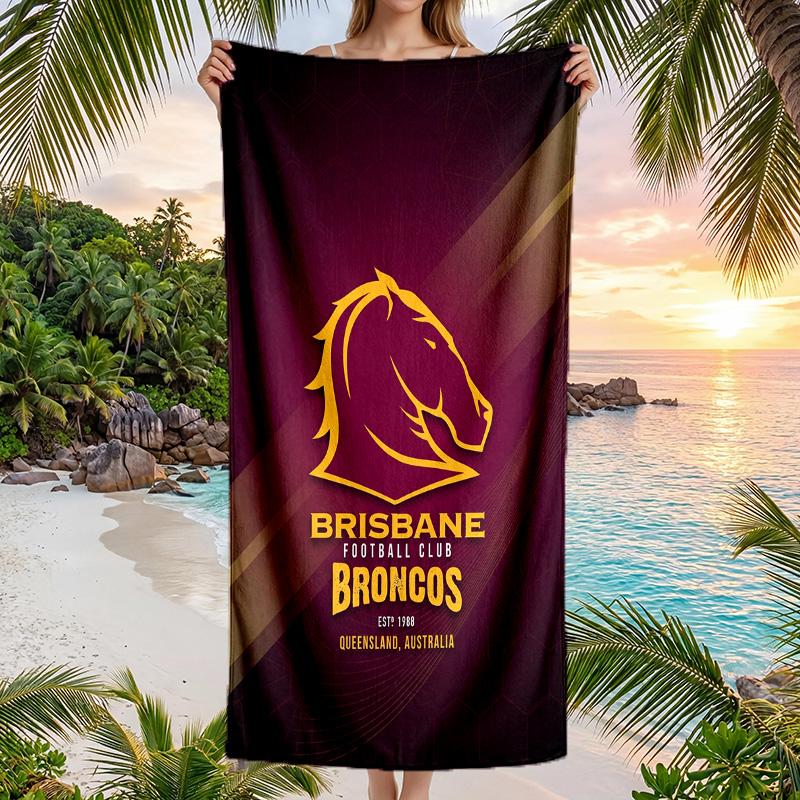 Модное пляжное полотенце Brisbane Broncos, портативное, мягкое, быстросохнущее, для плавания, кемпинга, отпуска