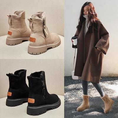 Снегоступы женские меховые универсальные ботинки martin женские новые осенние и зимние утолщенные короткие сапоги плюс бархатные хлопковые туфли