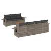 8 piece Garden Sofa Set with Cushions Grey Poly Rattan
