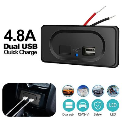 4.8a двойной USB-порт автомобильное зарядное устройство адаптер 12 В/24 В USB-зарядное устройство со светодиодной подсветкой для грузовика, кемпера, каравана, аксессуары