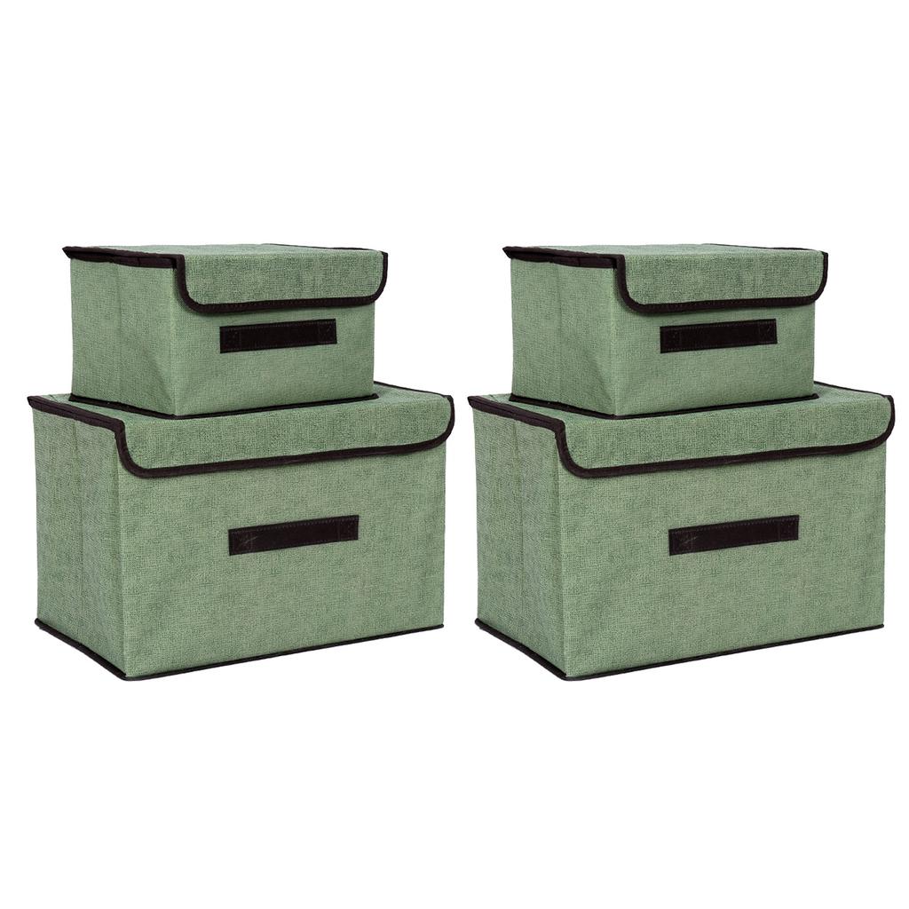 4 Pcs Non Woven Storage Box Case Dustproof Collapsible Two Large and Two Small for Household Home
