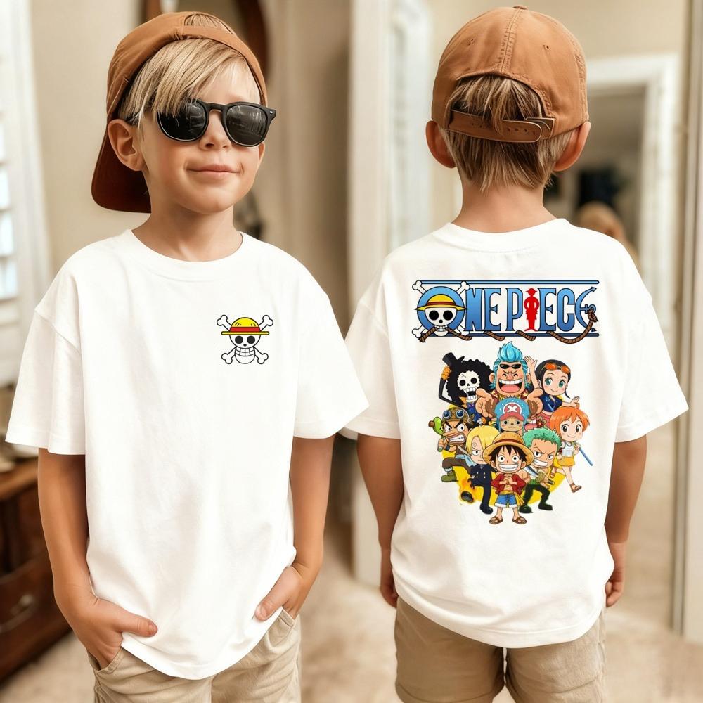 One Piece Japanese Anime Printed Unisexs TShirt Roronoa Zoro Boy Childrens Harajuku Short Sleeve Kids Luffy Tshirt Clothing