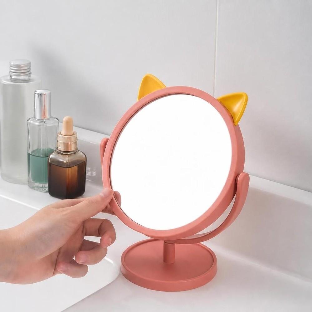 Single-Sided Vanity Makeup Mirror Cat Ear Shape Table Makeup Mirror New Dressing Mirror Bathroom