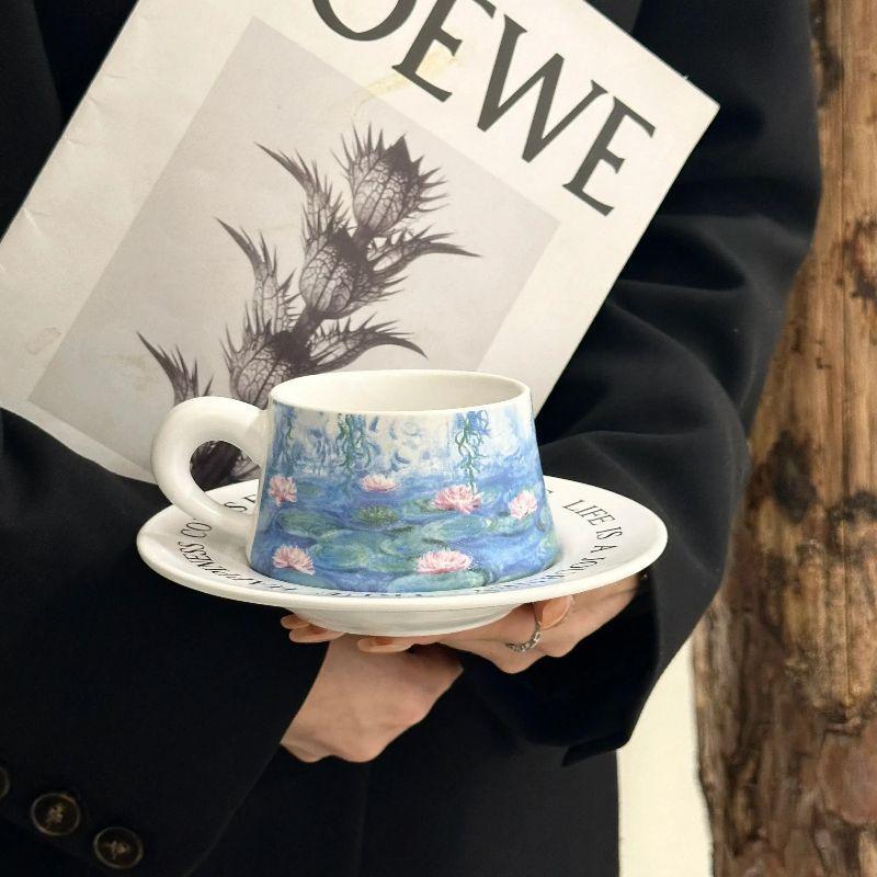 Дизайн-чувство Моне известная картина кувшинка набор кофейной чашки и блюдца afternoon tea латте молочная чашка ретро керамическая чашка