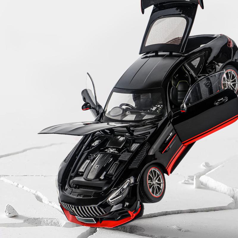 1:18 Металлическая модель автомобиля Mercedes Benz AMG GTR Звук и Свет Игрушка Подарки Миниатюра Для Мальчиков Литые Машинки Коллекционные Хобби