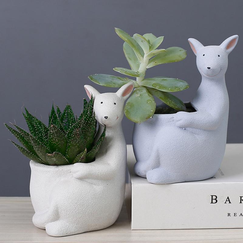 Cute Kangaroo Flower Pot Ceramics Succulent Pot Planter Home Decor Desktop Ornaments Garden Decoration Bonsai Plant Pot