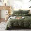 Housse de Couette - Sedefen - 220x240 cm - Vert Olive - Coton Lavé - 2 Taies 65x65 cm