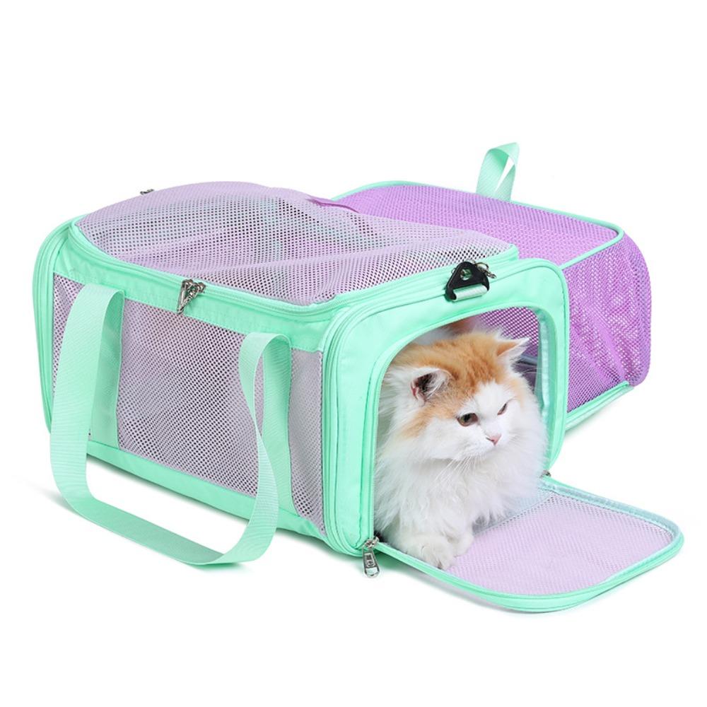 Lightweight Canvas Pets Travel Handbag Breathable Large Capacity Cat Bag Foldable Portable Pet Airline Bag Cat