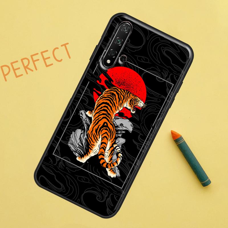 Тигр Красное Солнце Японское Искусство Для Huawei Nova 5T 9 10 SE 7i 8i 11i 12i Y60 Y61 Y70 Y72 Y73 Y90 Y91 P20 P30 P40 Lite Чехол