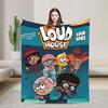 L-Loud Houses Family Cartoon Plush Throw Blanket For Couch Chair Sofa Bed Airplane Travel Flannel Bedspread Bed Cover
