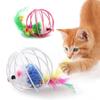 5pcs Cat Toy Colorful Mouse In Cage Kitten Ball Interactive Chase Cat Toy Cage Mouse Tumbler Ball Fun Cat Stick Pet Products