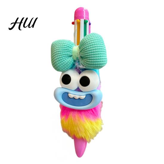 Cute Plush Ballpoint Pen Cartoon Multi-Color Gel Pens for Students Fun Refillable Journaling Writing Tool School Office Soft Grip