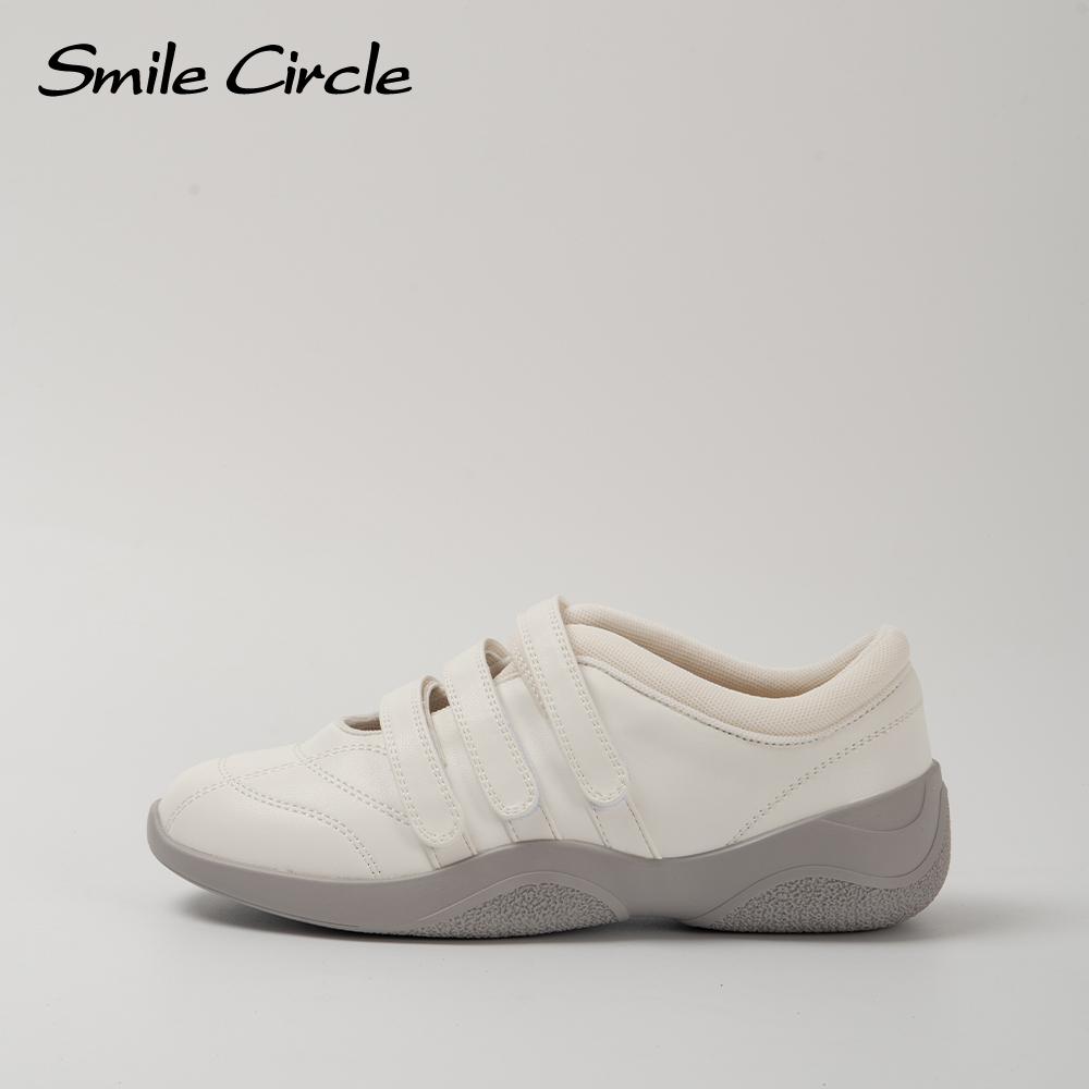 Leather Women Casual Shoes Round Toe Buckle Flat Shoes Fashion Comfortble Sneakers