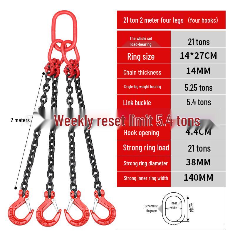 G80 Manganese Steel Lifting Chain Slings with Hooks - Single & Double Leg Set