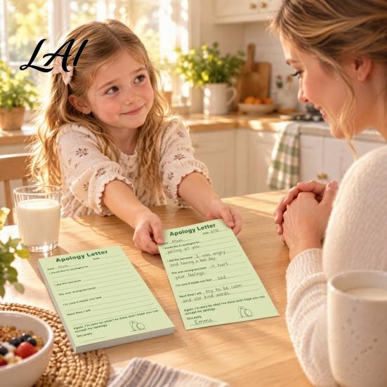 Kids Behavior Improvement Pad Apology Letter Note Pad Guided Template with Tearable Sheets Easy Tear Message Notes Smooth Writing Paper Emotional