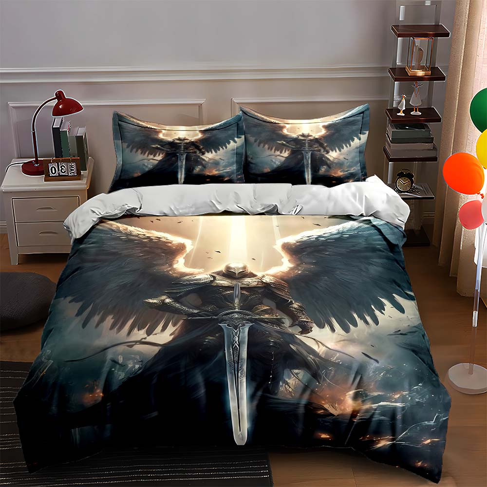 Winged armored warrior. Bedding Duvet cover sets Duvet covers Pillowcases gifts (1 * Duvet Cover 2 * Pillowcases, without duvet insert)