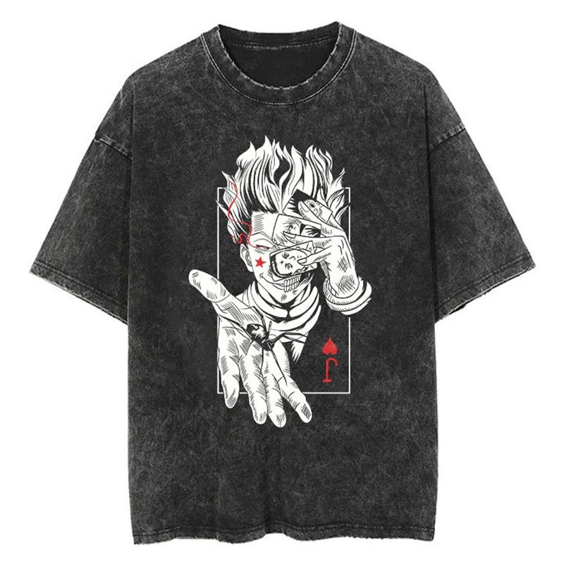 Graphic Vintage Acid Wash Cotton Tees for Men Women Casual Oversized TShirt Summer Workout Fitness Short Sleeve Tops Streetwear