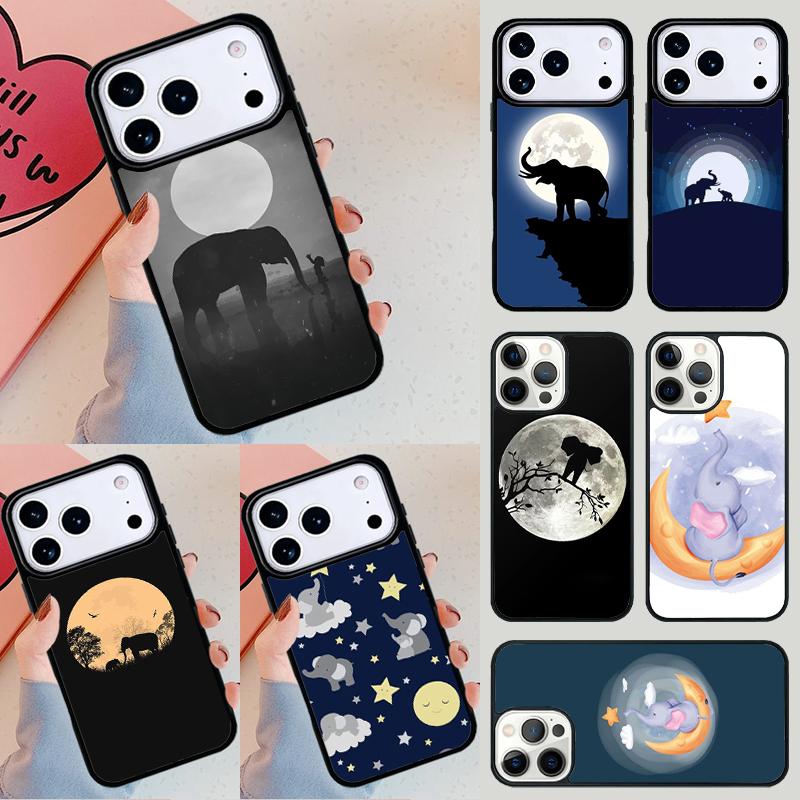Чехол для телефона «Слон и Луна» для iPhone 17 Air 14 15 13 12 Max Чехол для Apple 14 15 16 16e 11 Pro Max Plus Coque