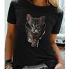 Женская летняя футболка тренд принт котенка ретро мода футболки с коротким рукавом повседневные с принтом топы