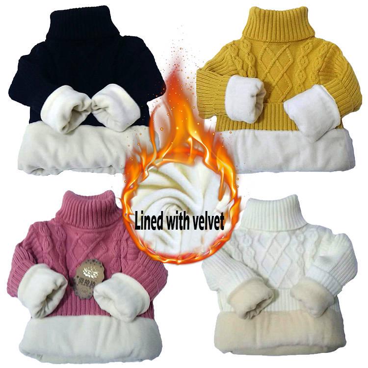 Свитера с высоким воротником для маленьких мальчиков и девочек, детские свитера на зиму, вязаные низы, свитера для мальчиков